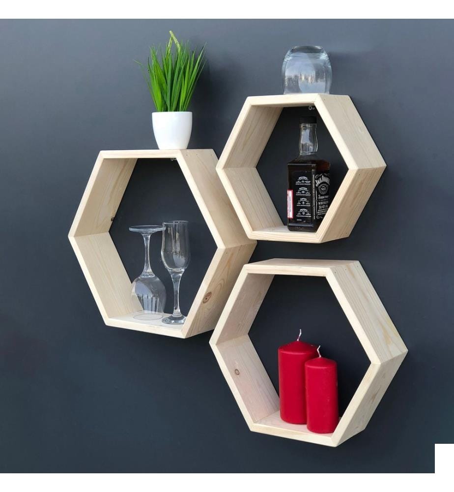 Étagère murale décorative en bois, 100 % bois massif, bois
