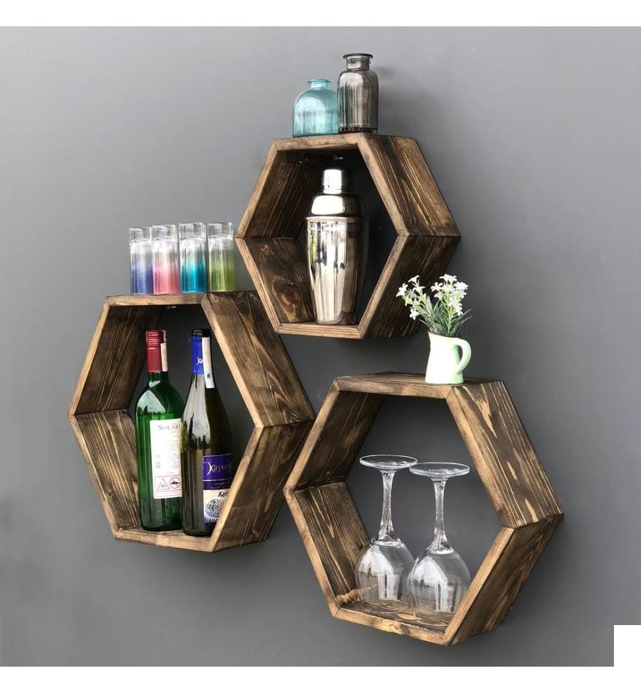 Étagère murale décorative en bois, 100 % bois massif, bois