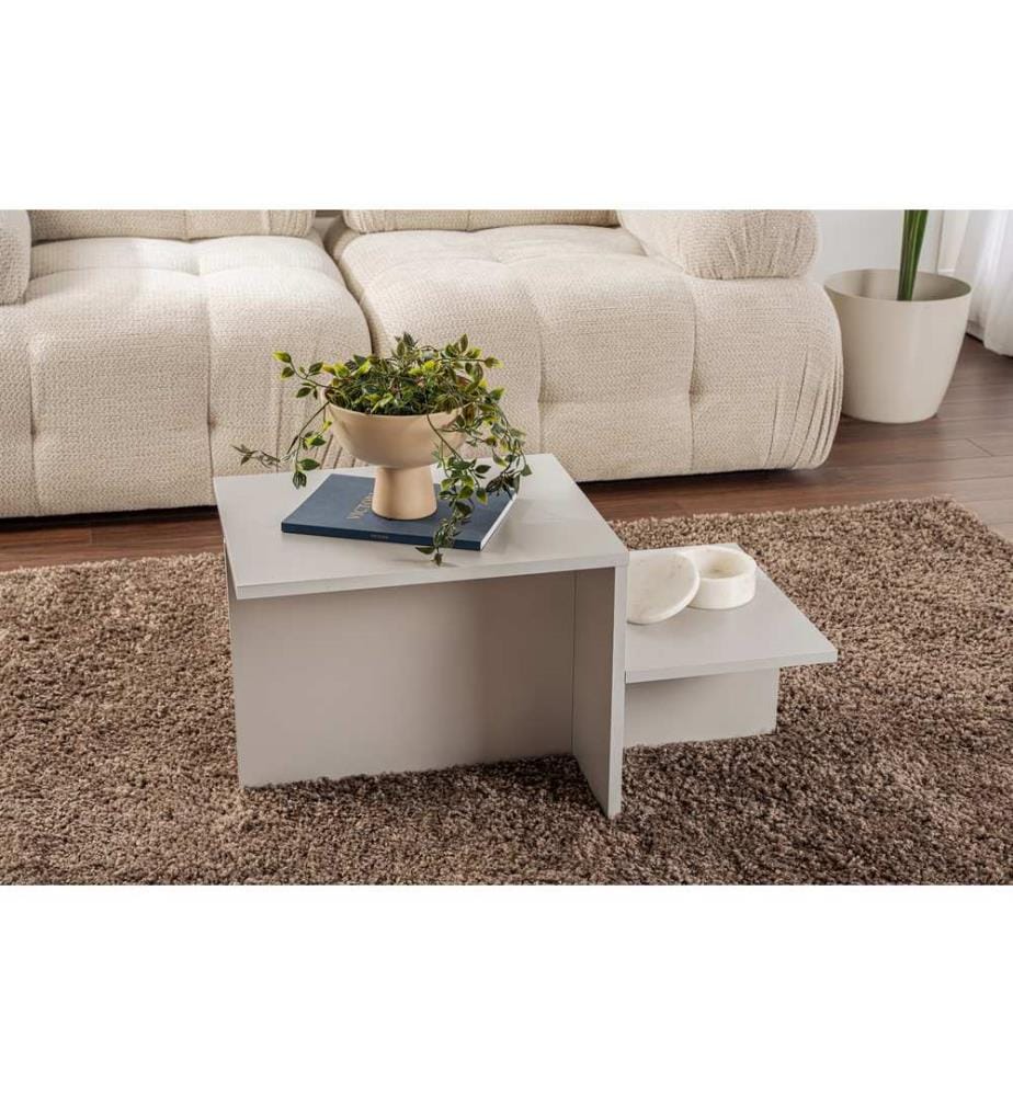 Table basse, grise, PANNEAU DE PARTICULES 100 % MÉLAMINÉ