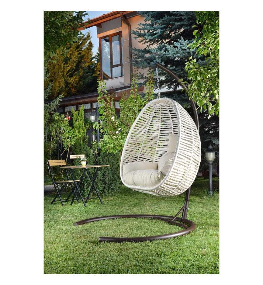 Crème, Chaises À Bascule, 196X110X110 cm, Métal