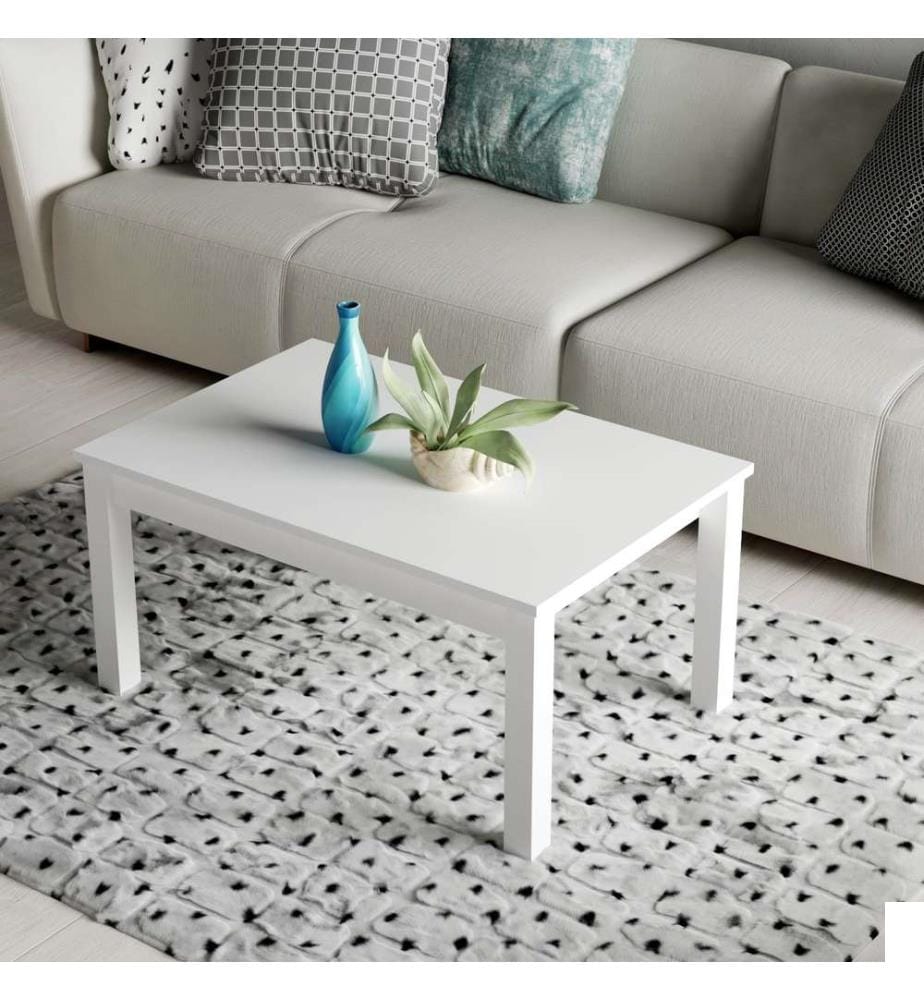 Blanc, Tables Basses, 44,8X90X50 cm, Plaque De Particules Enrobée De Mélamine