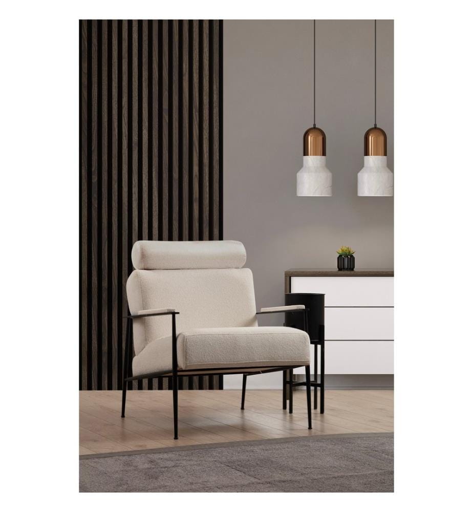 Wing Chair, blanc, camel, châssis : Bois de hêtre / Chipboard, tissu : 100% polyester
