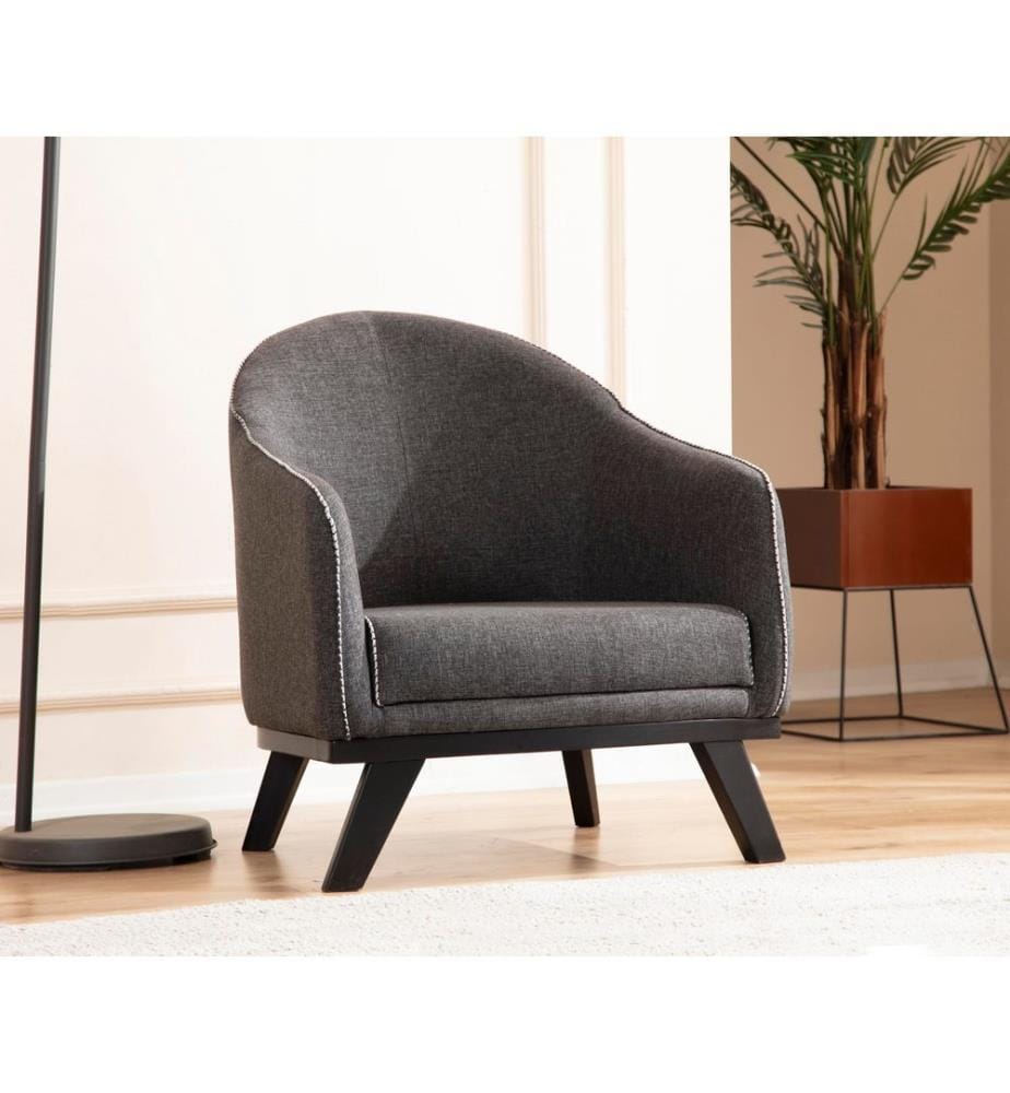 Fauteuil à oreilles, anthracite, structure : BOIS DE HÊTRE / AG aggloméré, tissu : 100 % POLYESTER, pieds en bois