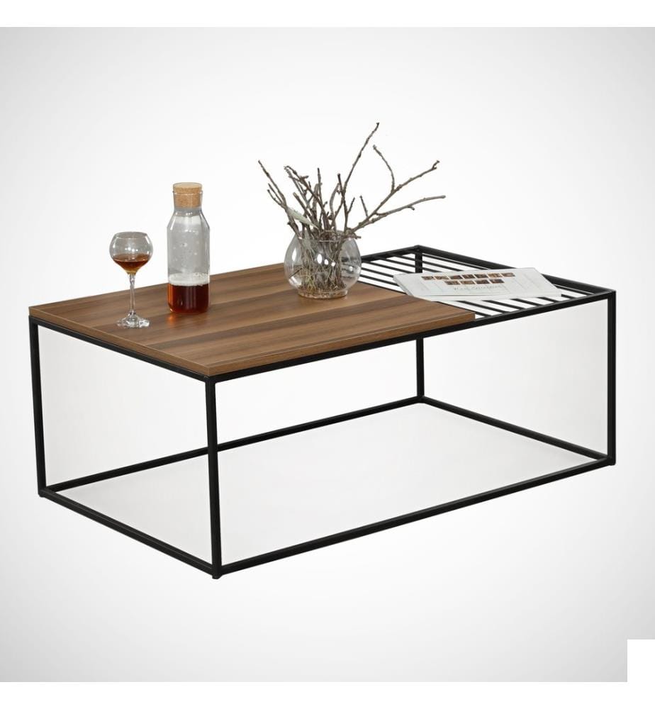 Couleur Noix, Tables Basses, 43X95X55 cm, Assiette De Particules Enrobée De Mélamine
