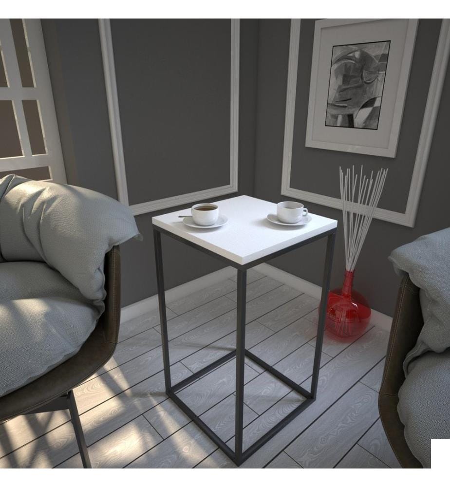 Blanc, Tables Basses, 62X35X35 cm, Assiette De Particules Enrobée De Mélamine