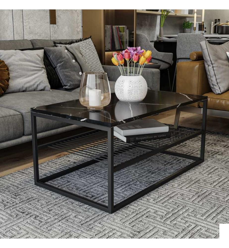 Noirs, Tables Basses, 43X95X55 cm, Assiette De Particules Enrobée De Mélamine