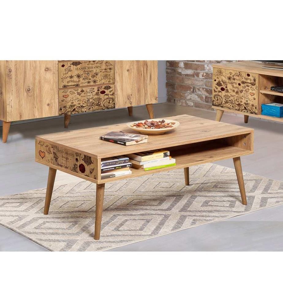 Pine Atlantique, Tables Basses, 45X110X60 cm, Assiette De Particules Enrobée De Mélamine