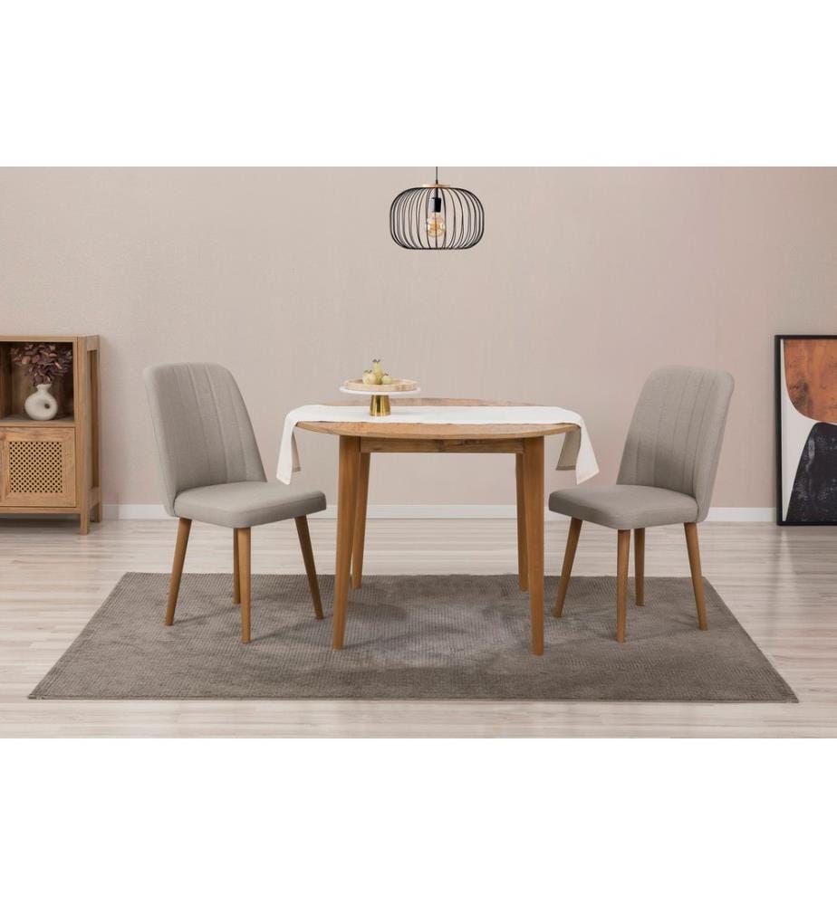Ensemble table et chaises à rallonges, 3 pièces, pin atlantique, crème, panneau de particules mélaminé