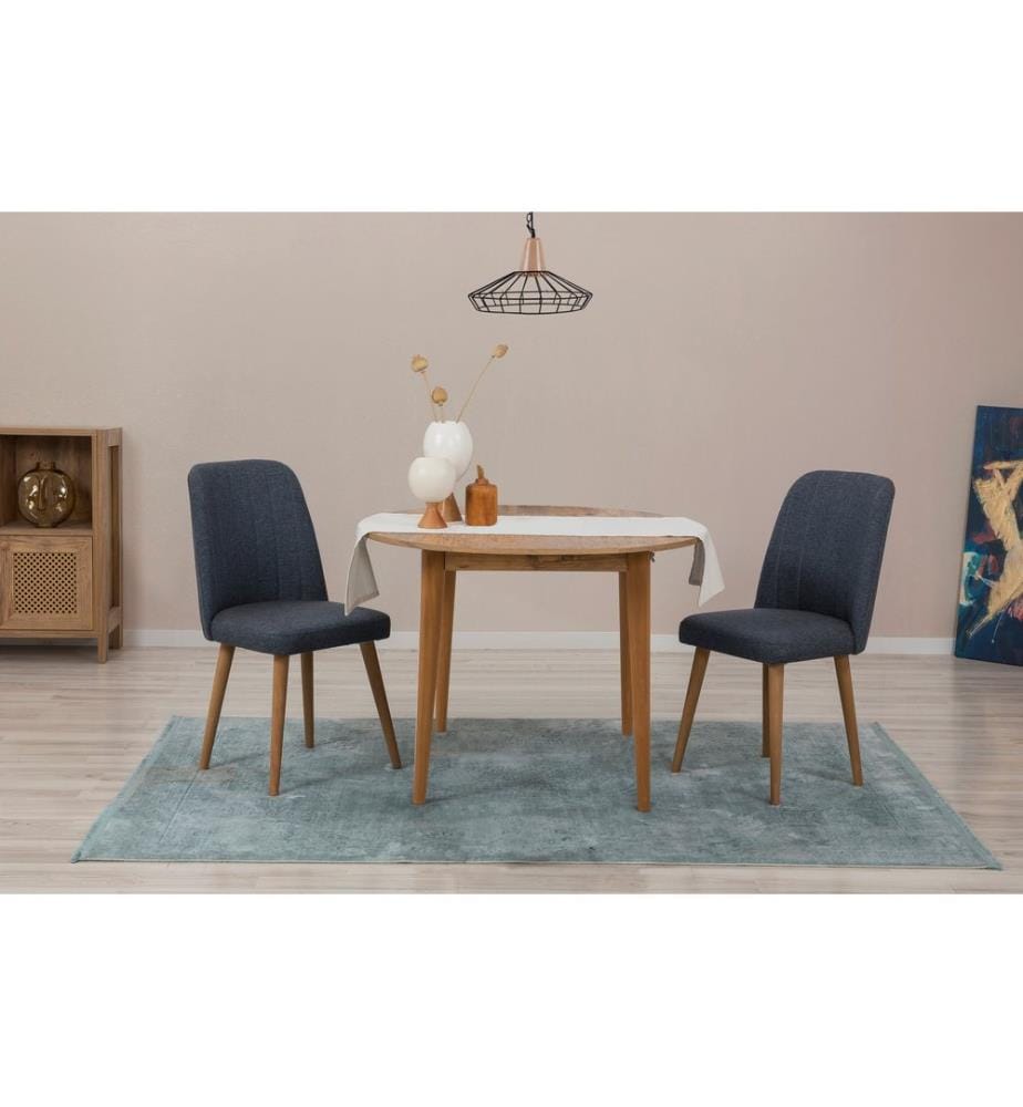 Ensemble table et chaises à rallonges , 3 pièces, pin atlantique, bleu marine, panneau de particules mélaminé