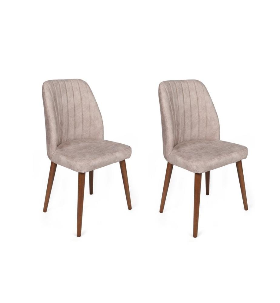 Ensemble de chaises, 2 pièces, Mink, Walnut, Frame : Métal, Siège : Tissu de velours