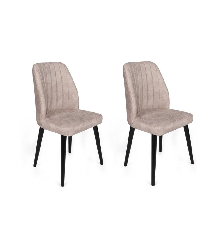 Ensemble de chaises, 2 pièces, crème, noir, piétement : Métal, Siège : Tissu de velours