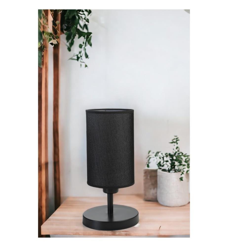 Lampe de table, noir, CORPS EN MÉTAL, CAPUCHON EN TISSU