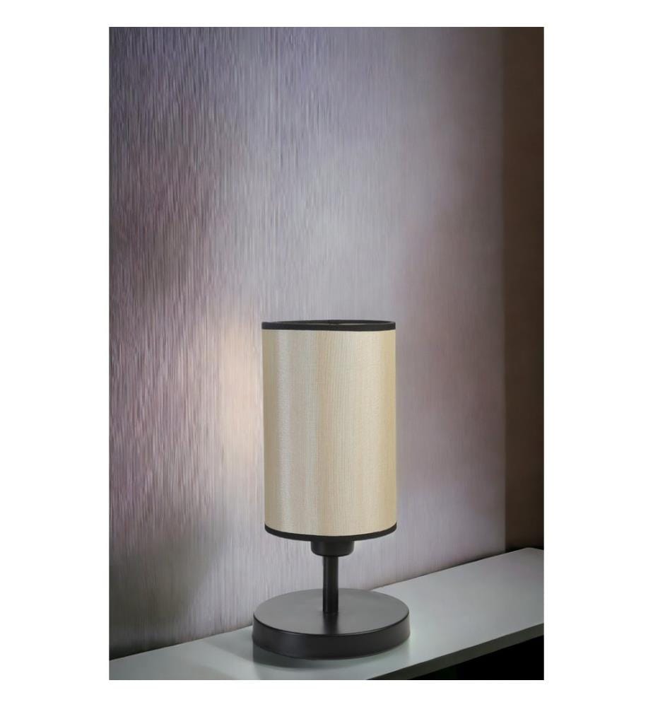 Lampe de table, crème, noir, CORPS EN MÉTAL, CAPUCHON EN TISSU