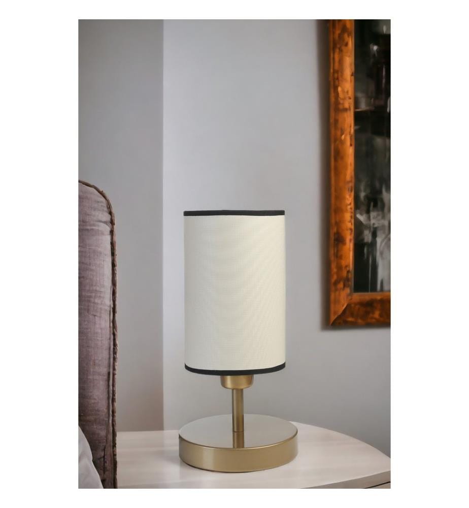 Lampe de table, doré, crème, CORPS EN MÉTAL, CAPUCHON EN TISSU