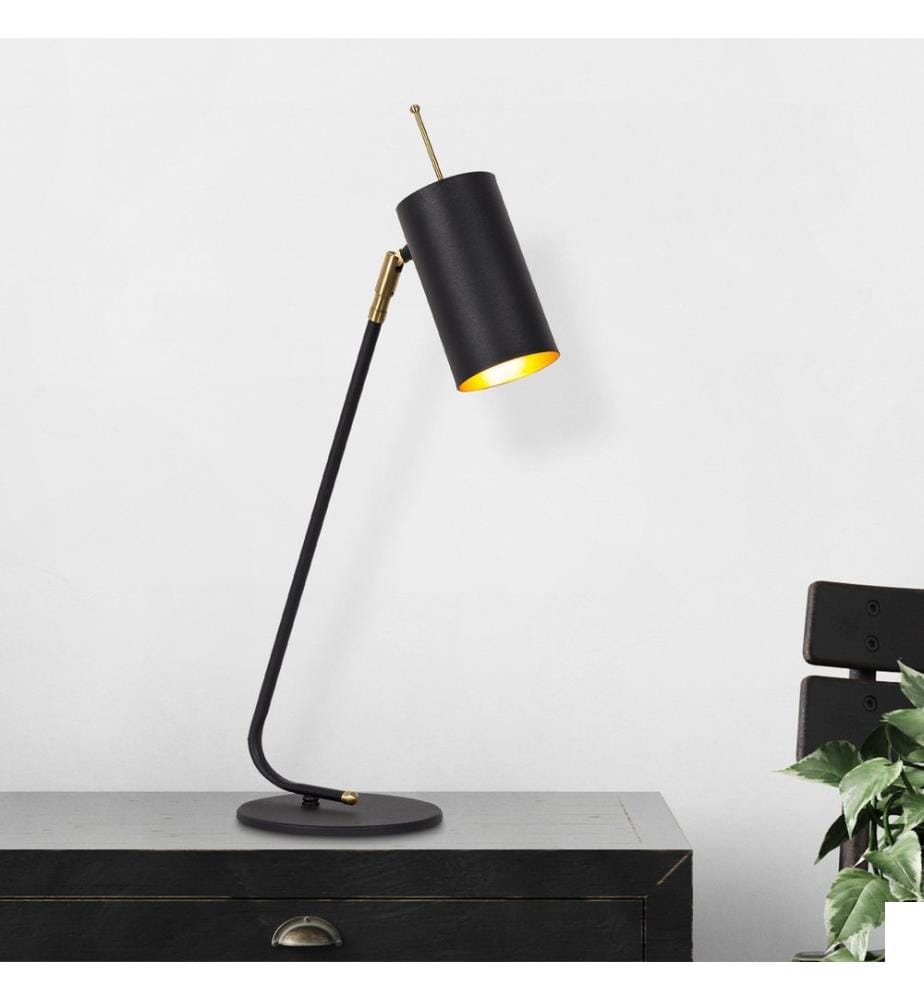 Noir, Or, Lampes De Bureau, 8 X 26 cm, Corps En Acier