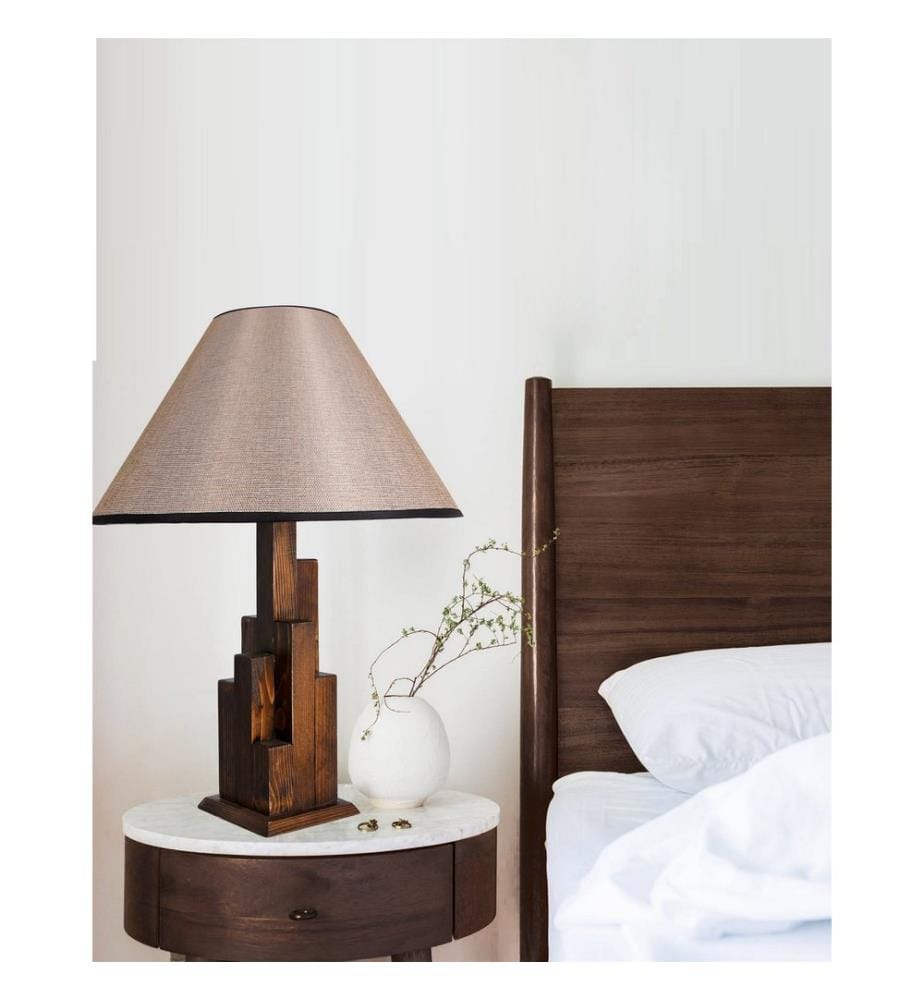 Couleur Noix, Lampes De Bureau, 14 X 14 cm, Corps En Bois