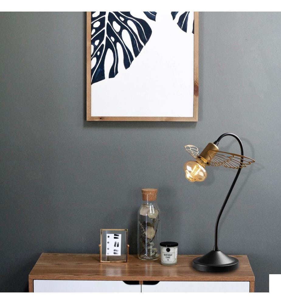 Noir, Or, Lampes De Bureau, 20 X 20 cm, Corps En Métal
