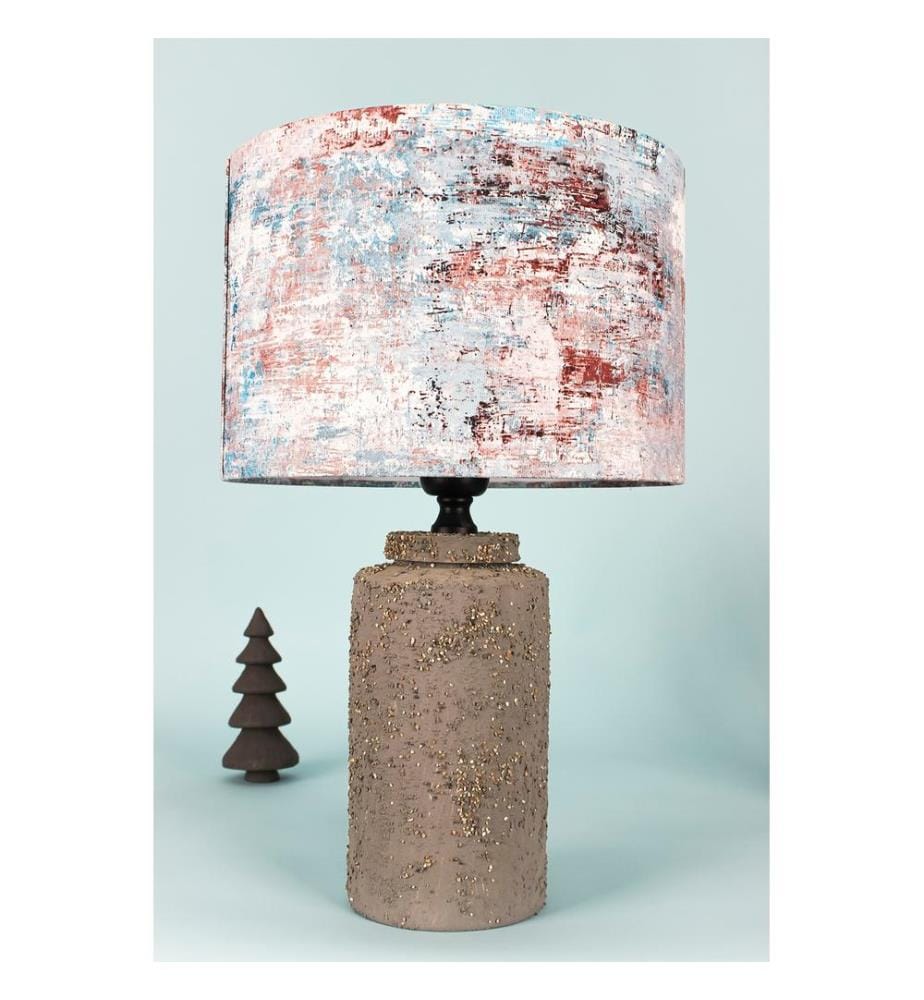 Lampe de table, grise, CORPS EN CÉRAMIQUE, capuchon en tissu
