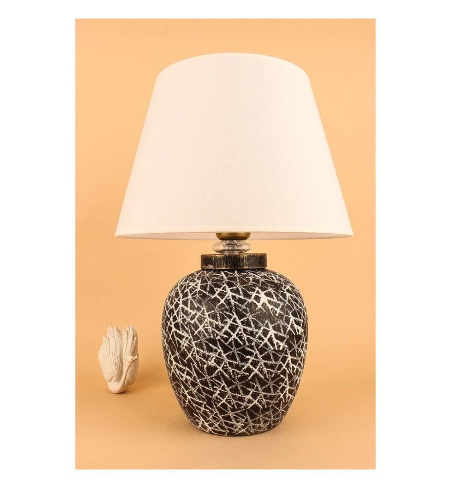 Lampe de table, noire, blanche, CORPS EN CÉRAMIQUE, CAPUCHON EN PVC