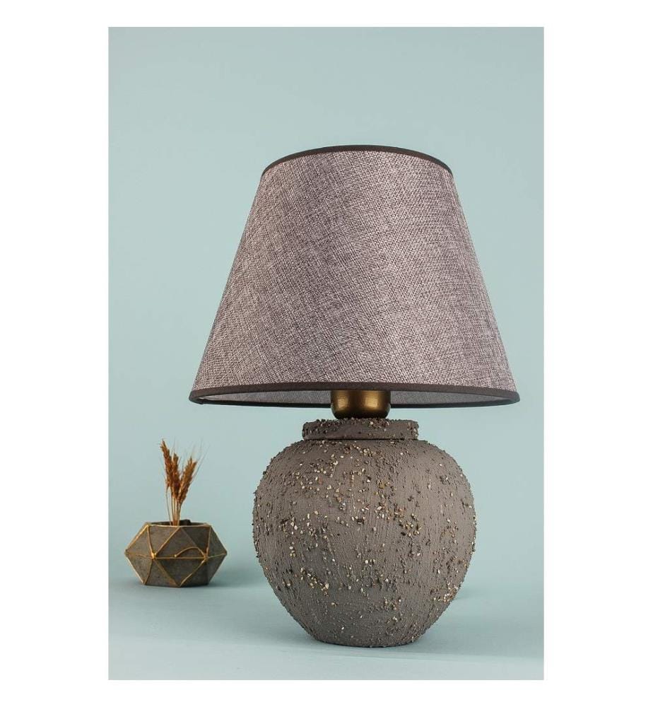 Lampe de table, grise, CORPS EN CÉRAMIQUE, CAPUCHON EN COTON