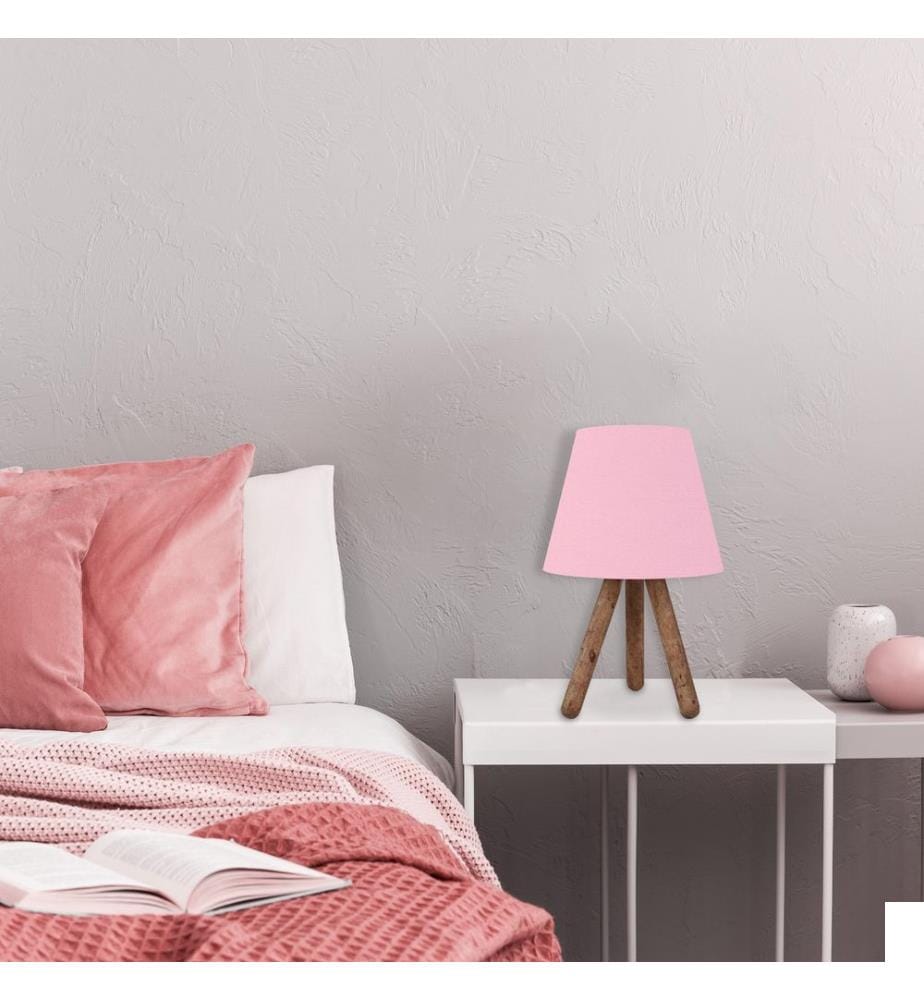 Lampe de table, rose, noyer, 70 % HÊTRE / 30 % TISSU PVC