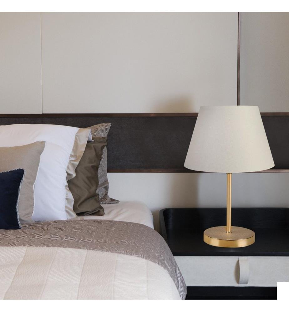 Lampe de table, crème, 100 % PVC, pieds en métal pour abat-jour