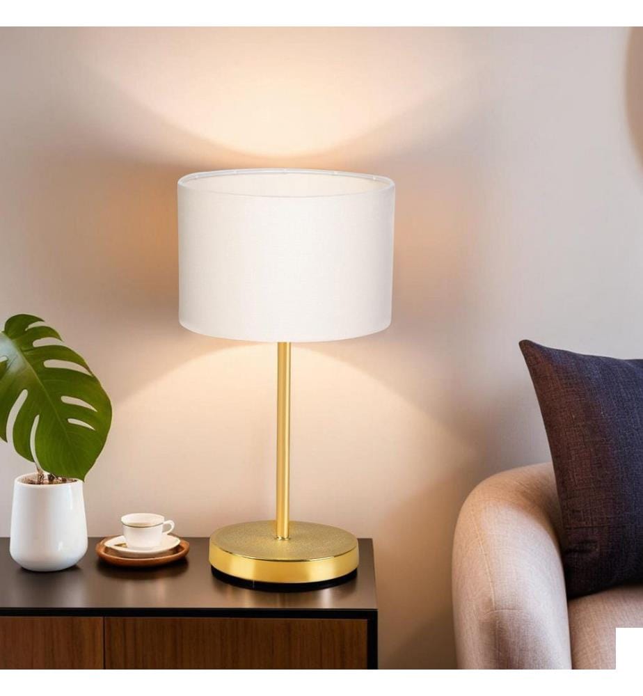 Ensemble de lampes de table, 2 pièces, crème, doré, 100 % PVC, pieds en métal