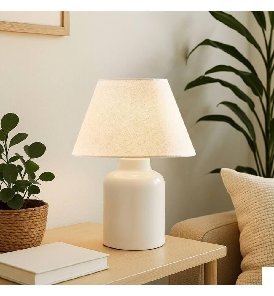Lampe de table, crème, 100 % PVC, pieds en plastique
