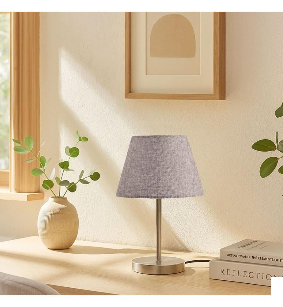 Lampe de table, gris, 100 % TISSU, structure : 100 % MÉTAL
