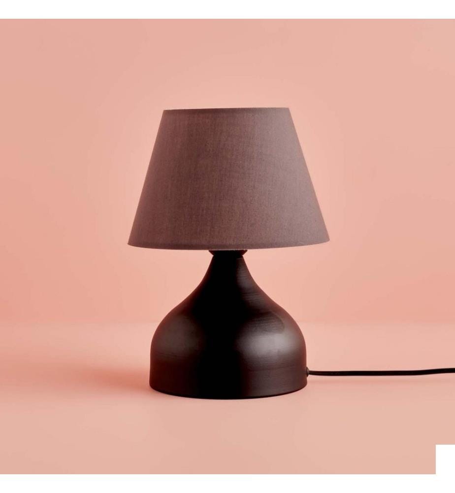 Lampe de table, grise, noire, 100 % TISSU, structure : 100 % MÉTAL
