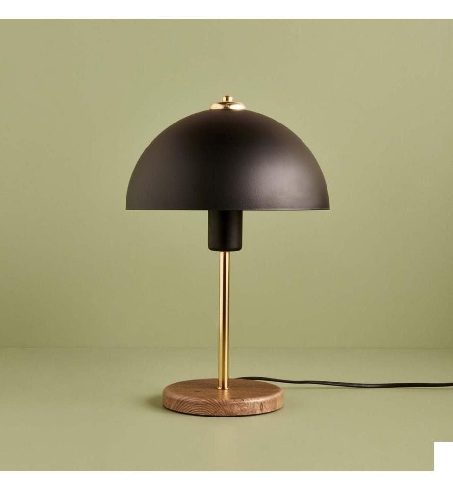 Lampe de table, noire, dorée, 100 % MÉTAL, base en MDF