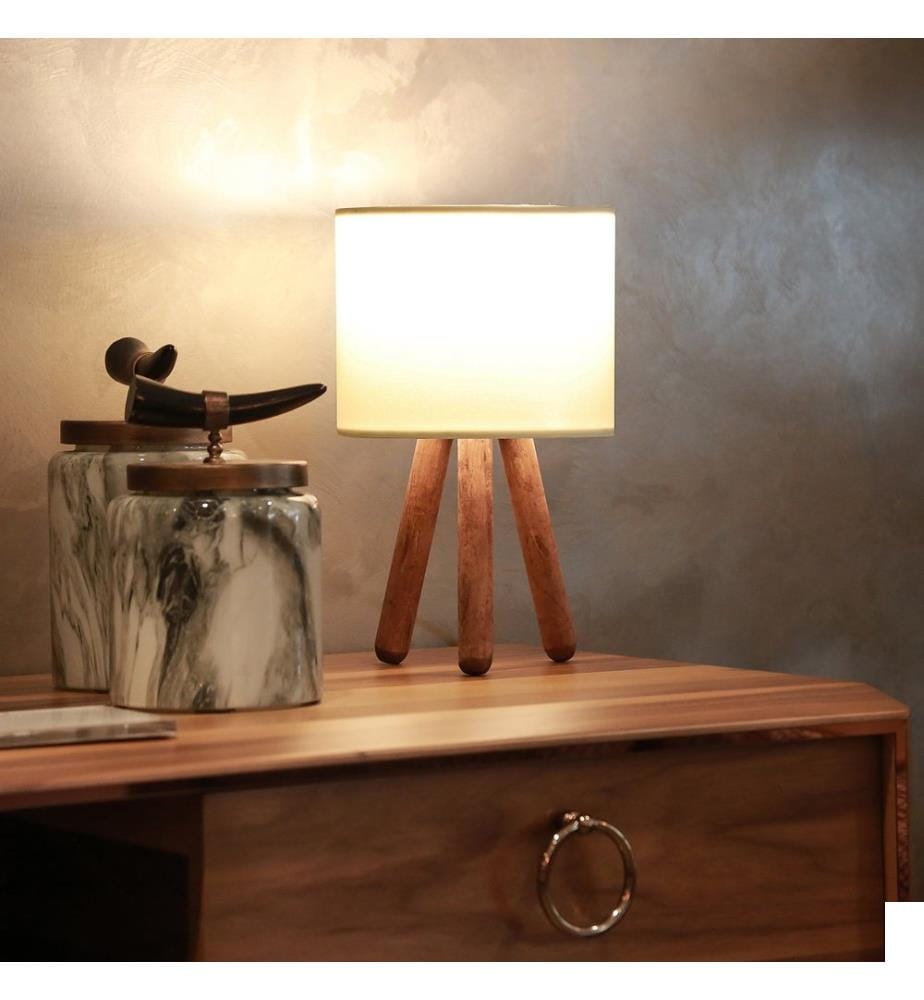 Crème, Lampes De Bureau, 19 X 15 cm, En Bois