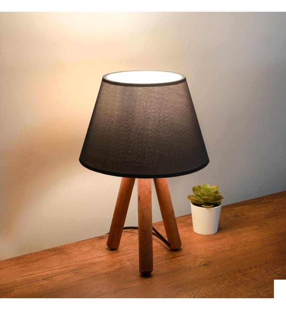 Lampe de table, anthracite, 100 % PVC, pieds en bois