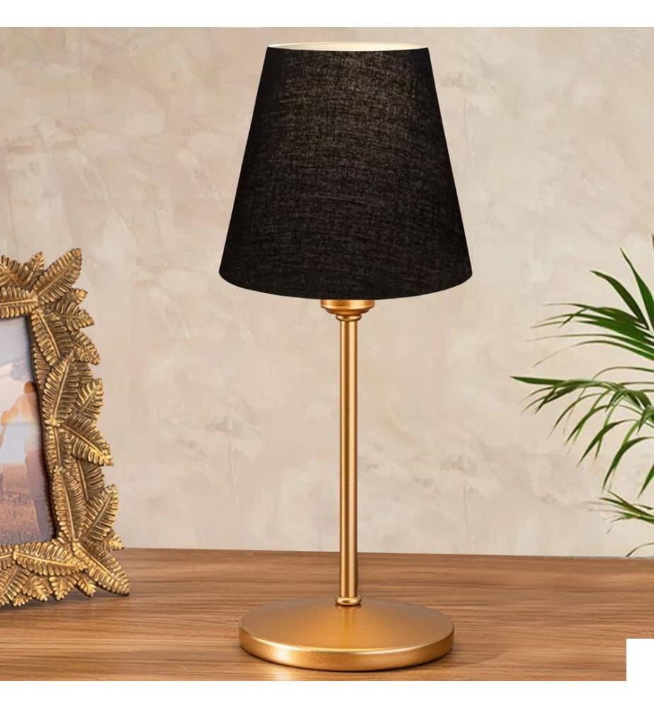 Lampe de table, noir, CORPS EN MÉTAL, CAPUCHON EN TISSU