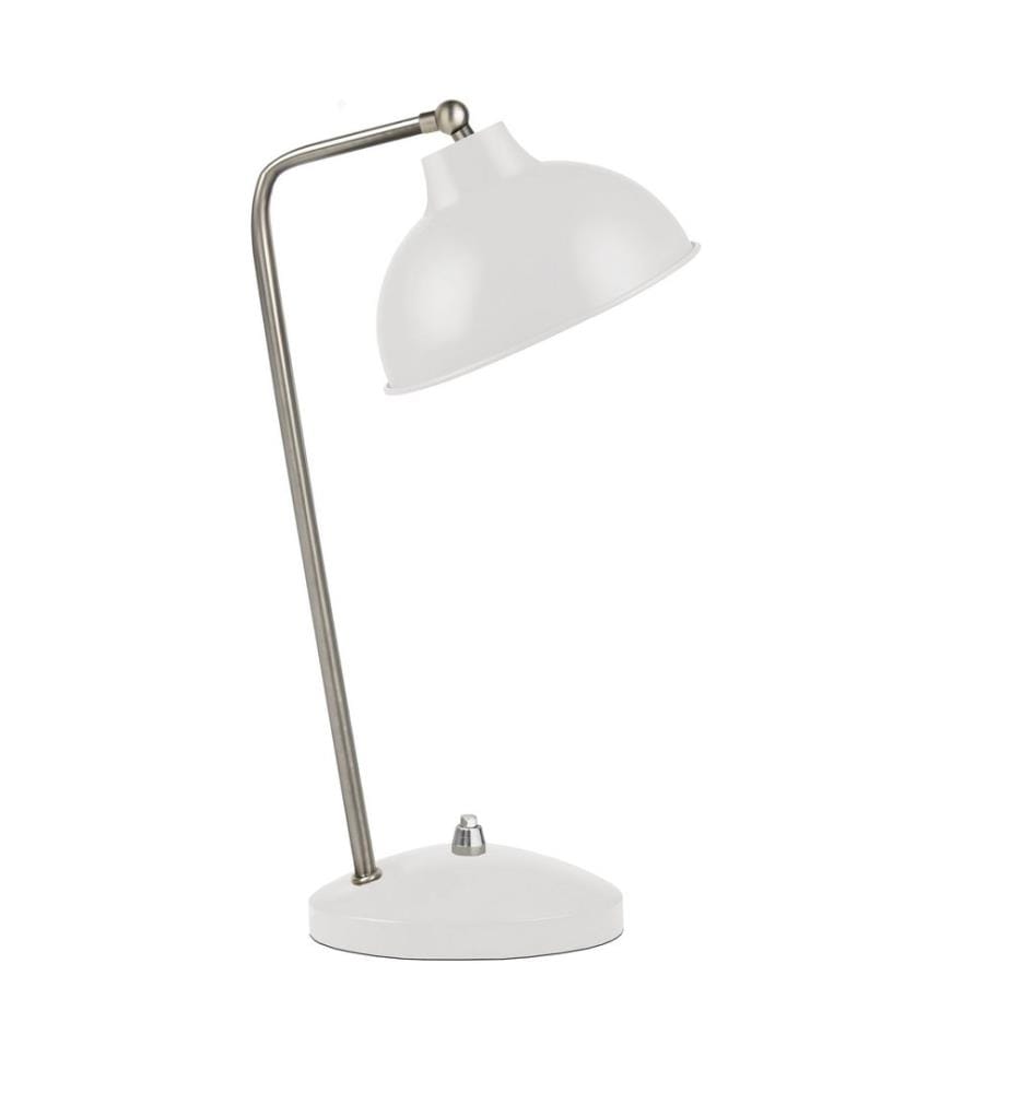 Lampe de table, blanche, corps en métal