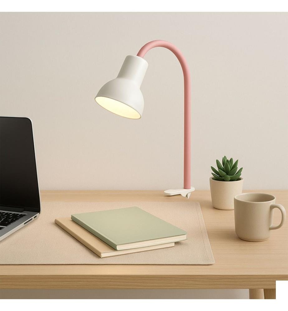 Lampe de table, rose clair, corps en silicone, capuchon en métal