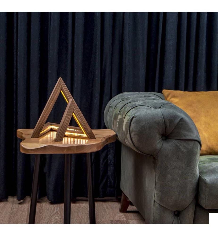 Marron, Lampes De Bureau, 33 X 33 X 31 cm, Épinette, 3 X 5 cm