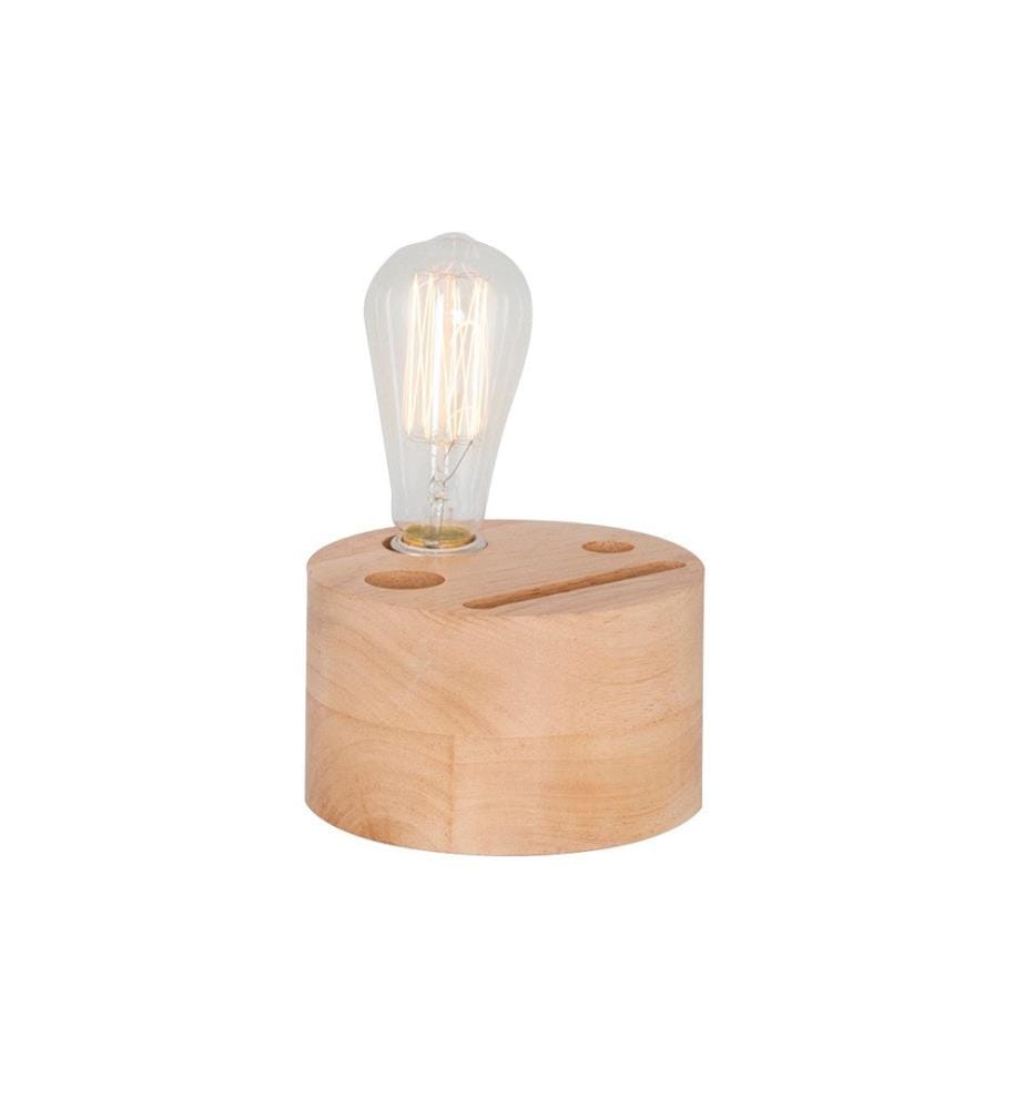 Lampe de table, marron, 100 % BOIS
