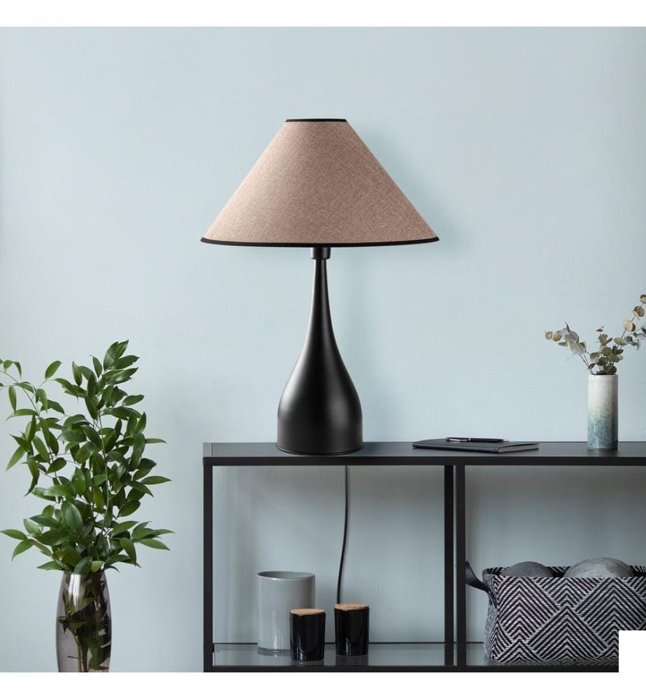 Lampe de table, noir, CORPS EN MÉTAL, CAPUCHON EN TISSU