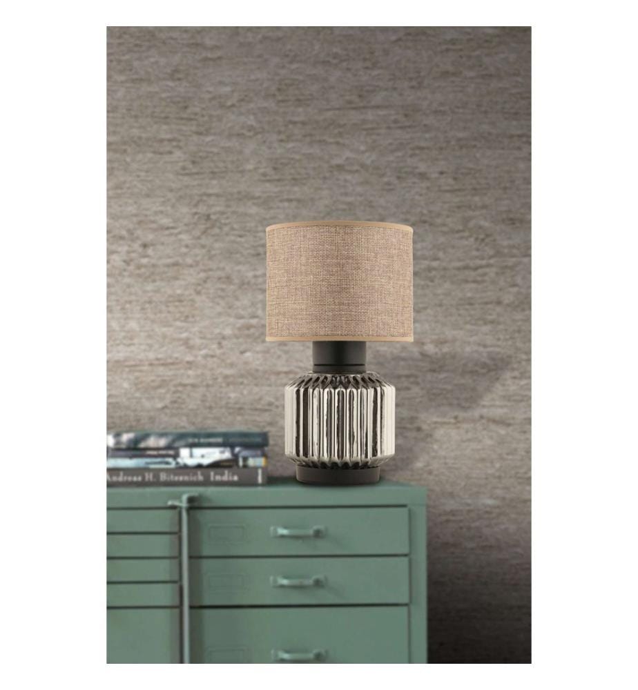 Lampe de table, beige, gris, CORPS EN VERRE