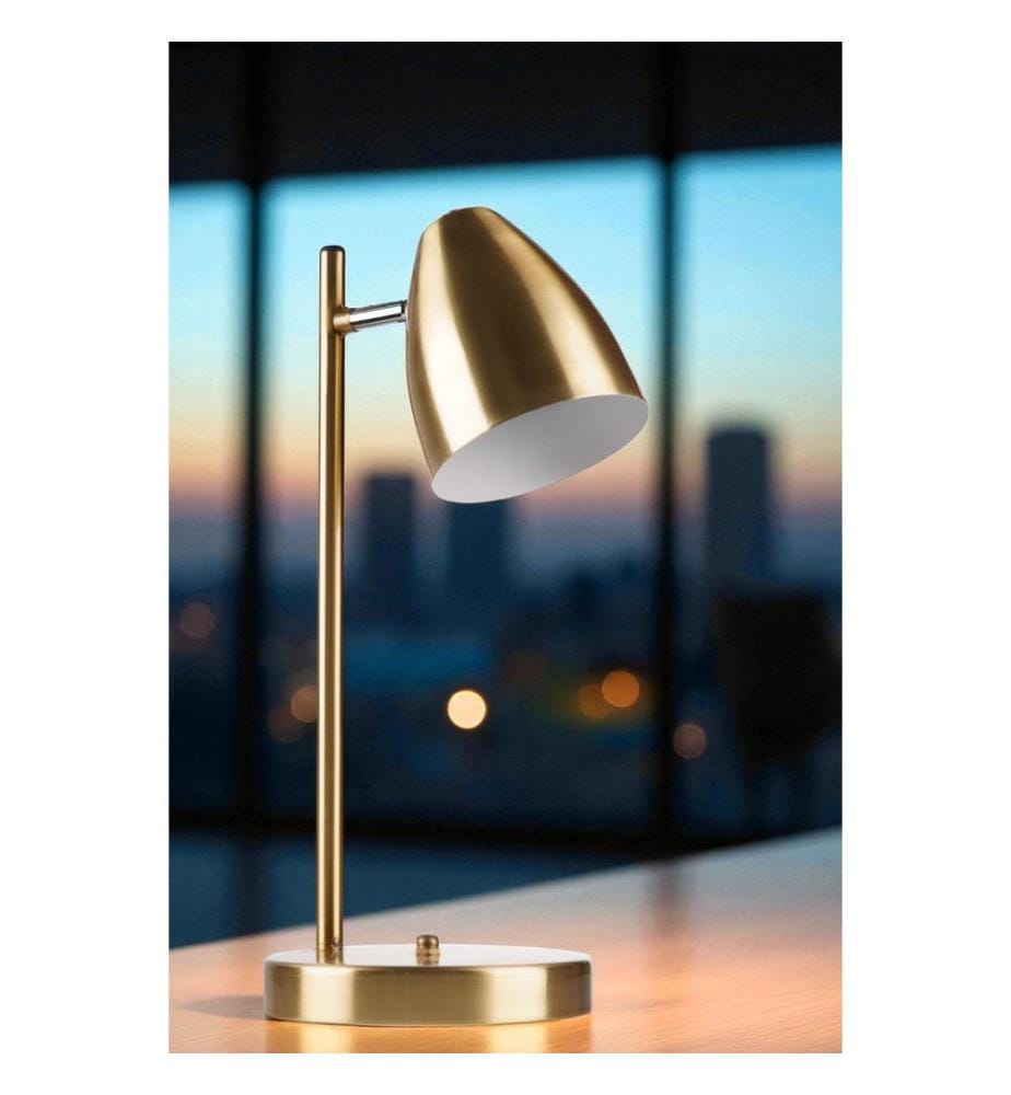 Lampe de table, dorée, corps en métal