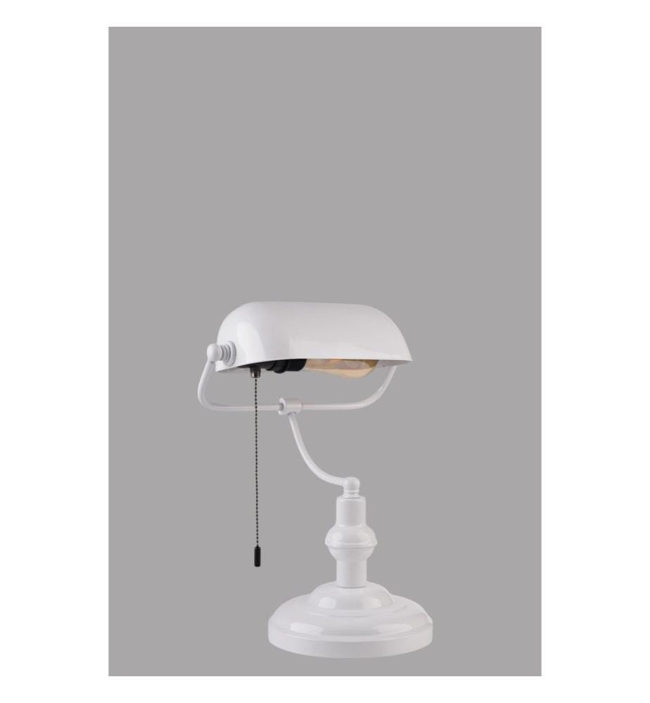 Lampe de table, blanche, CORPS MÉTALLIQUE