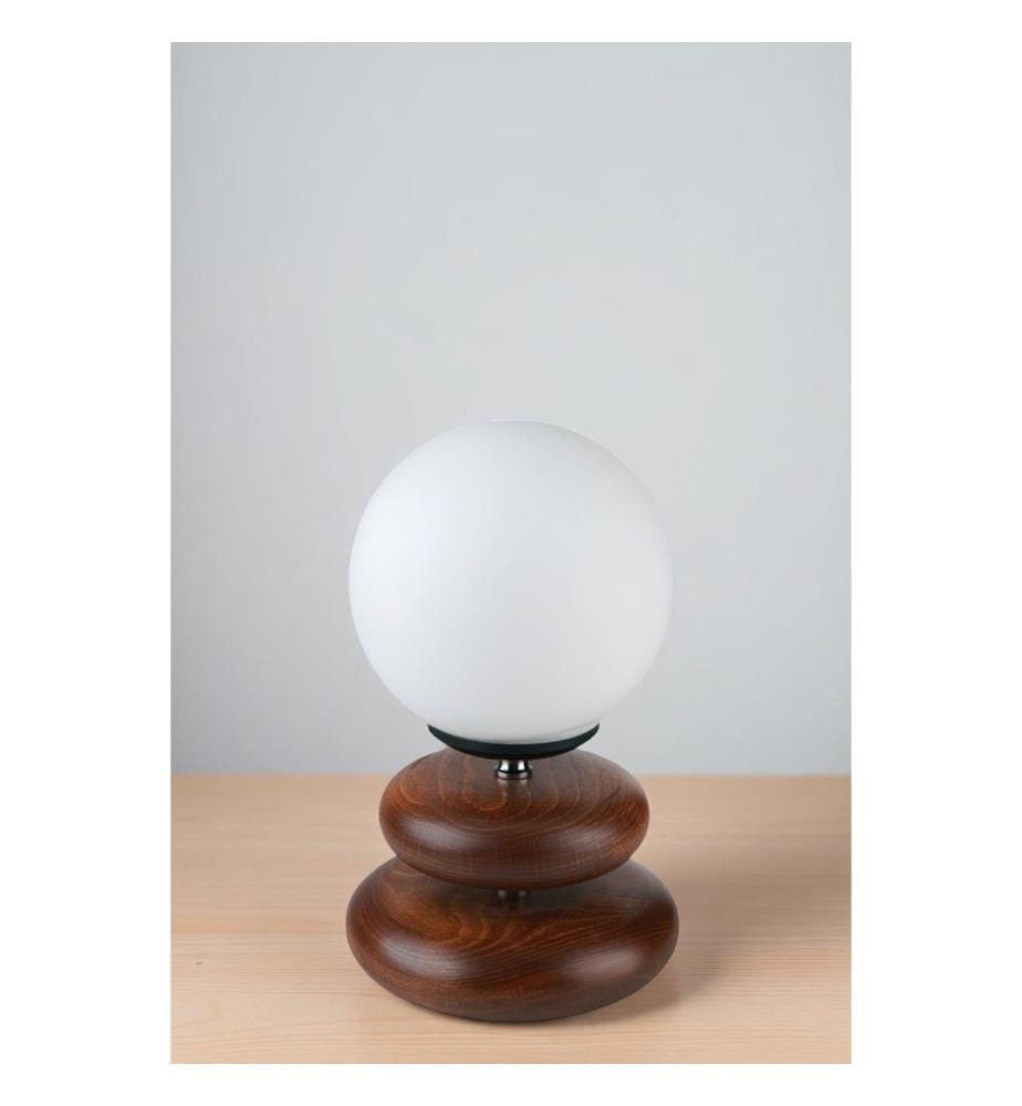 Lampe de table, blanche, noyer, CORPS EN BOIS