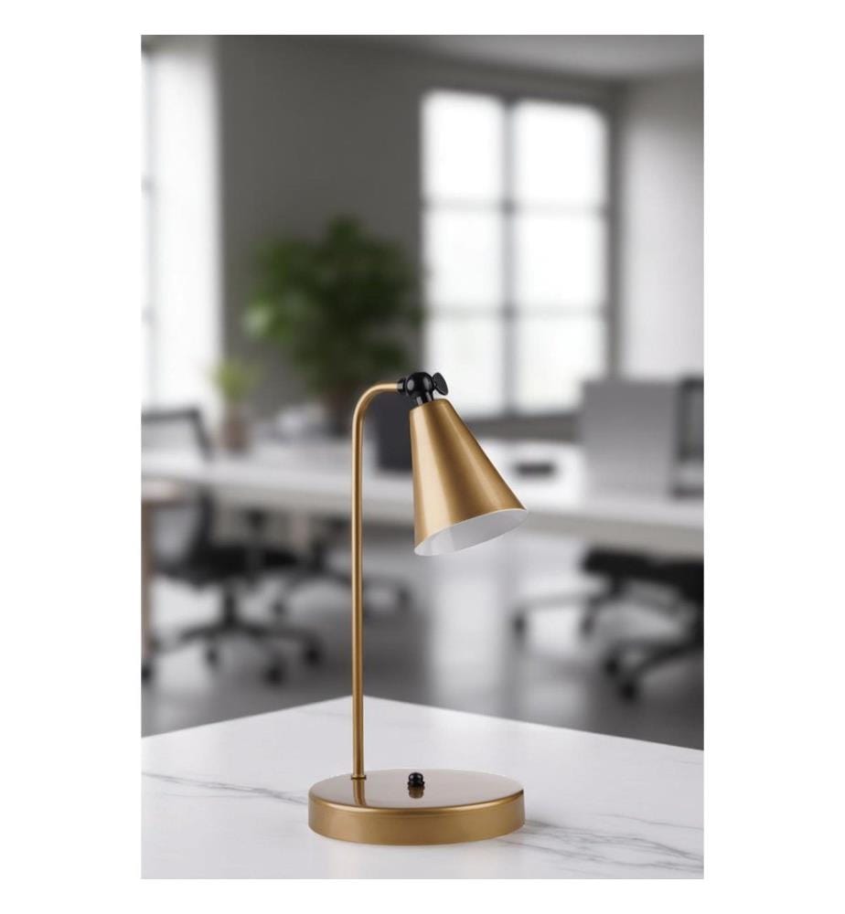 Lampe de table, dorée, structure métallique