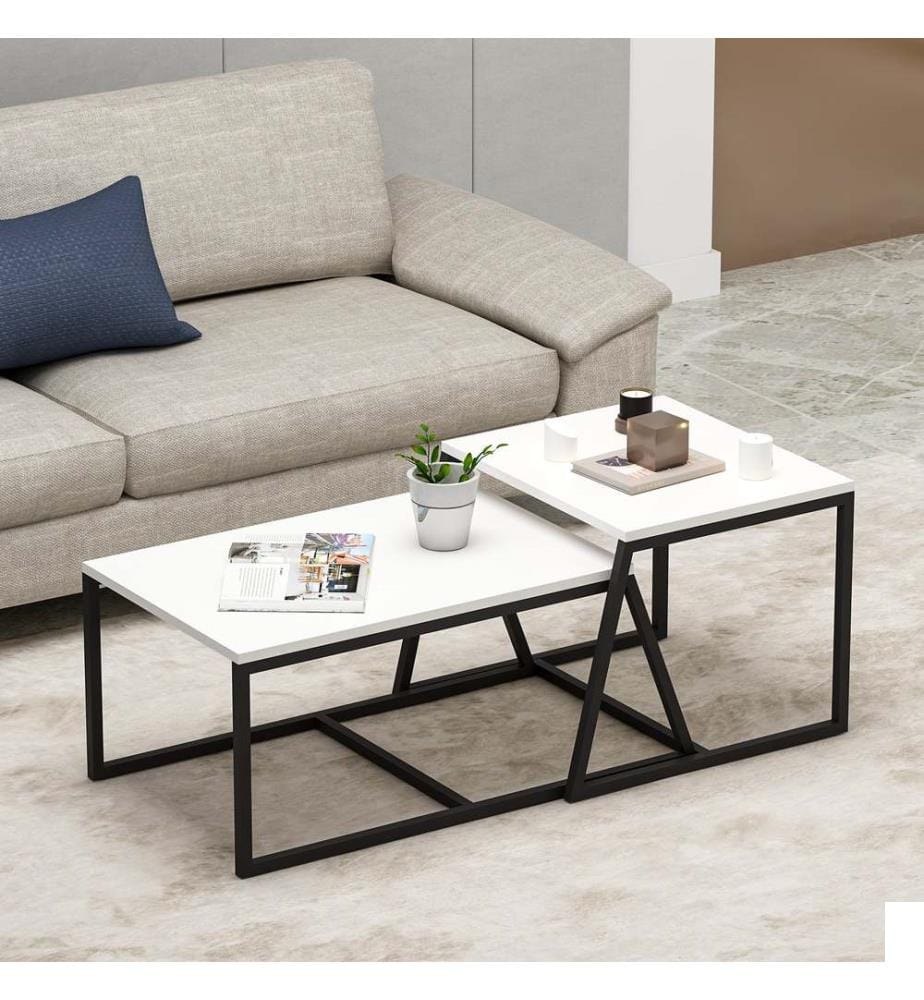 Blanc, Tables Basses, 38X75X50 cm, Plaque De Particules Enrobée De Mélamine