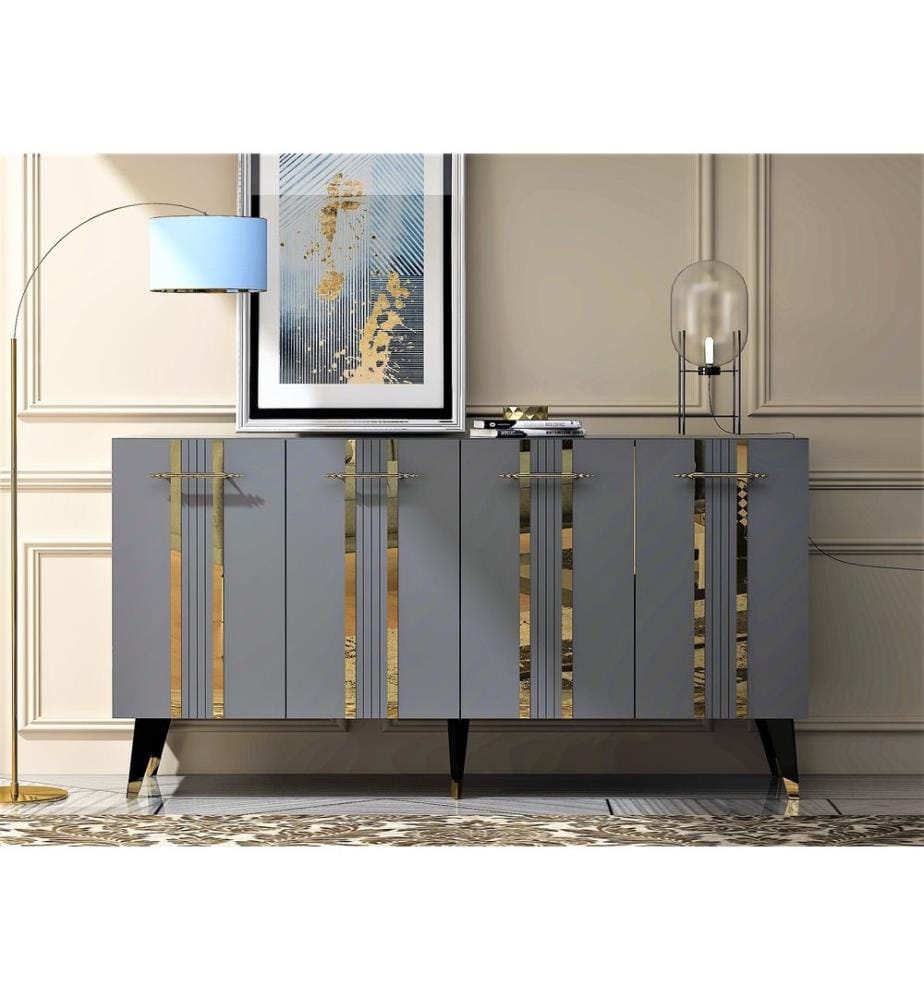 Console, Anthracite, Or, Panneau de particules mélaminé