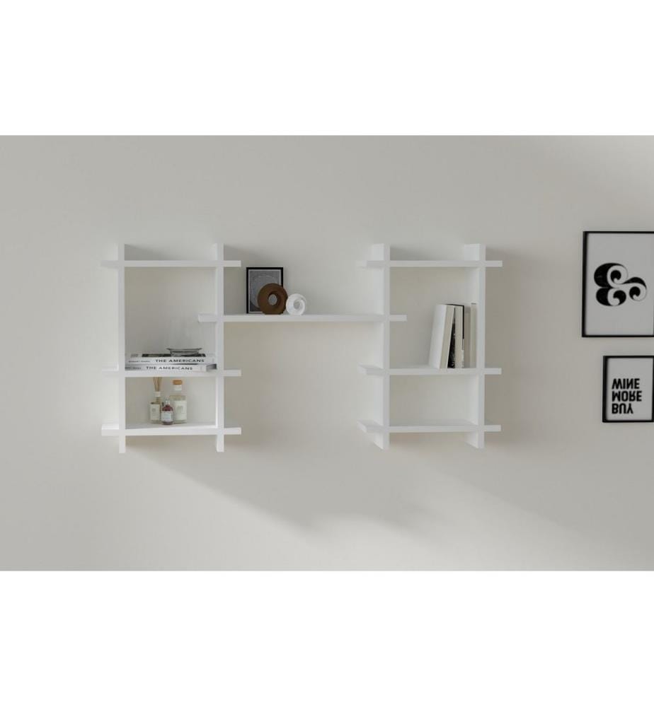 Blanc, Étagère Murale, 46,4 cm, De Cartone MDF Mélamine