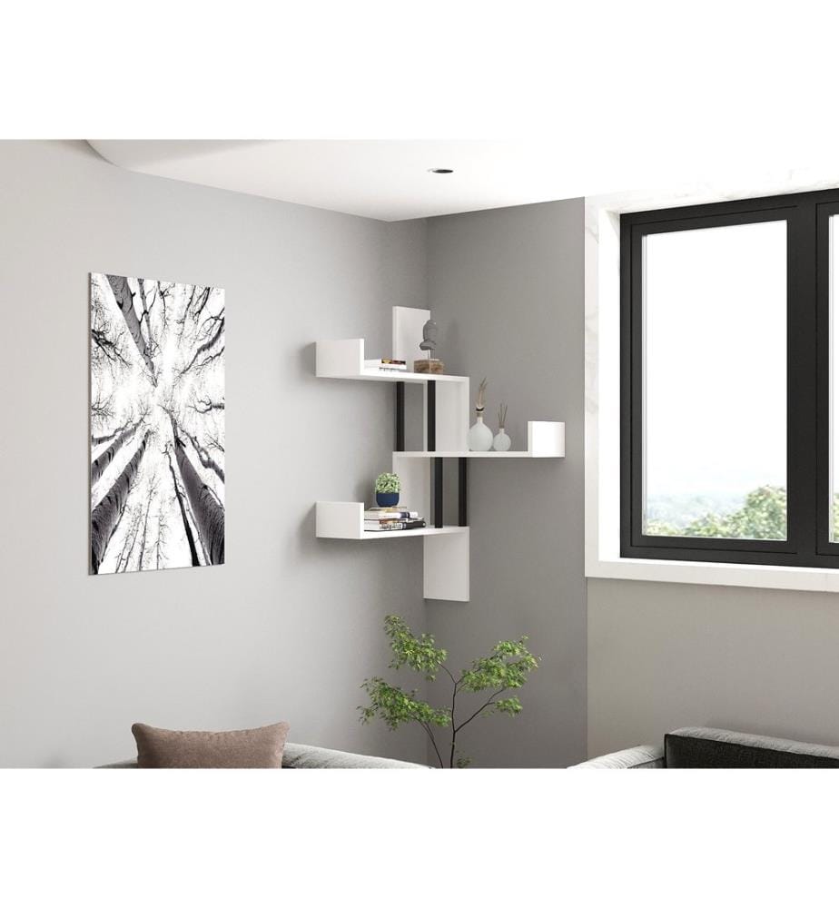Blancs, Étagères Murales, 60X105X20 cm, Plaque De Particules À Revêtement En Mélamine