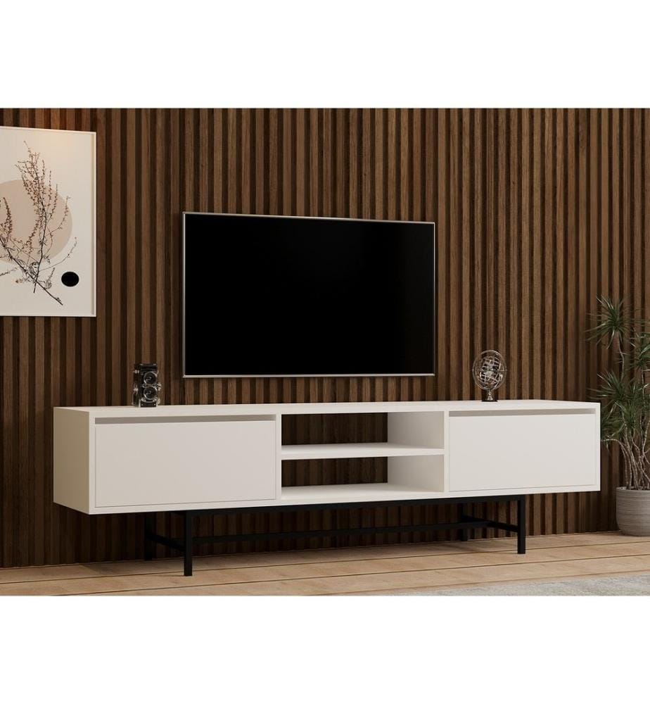 Blancs, Armoires Tv, 50X180X40 cm, Plaque De Particules Enrobée De Mélamine