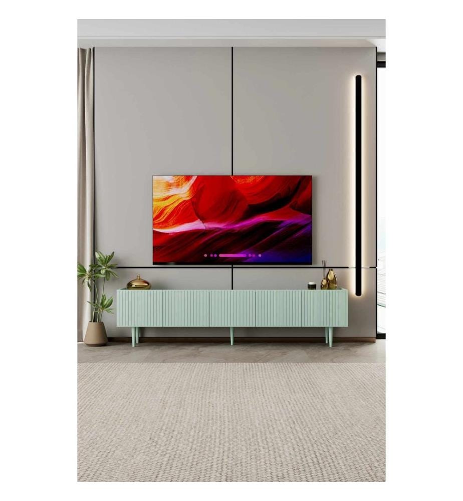 Meuble TV, MDF 100 % stratifié, couleur menthe